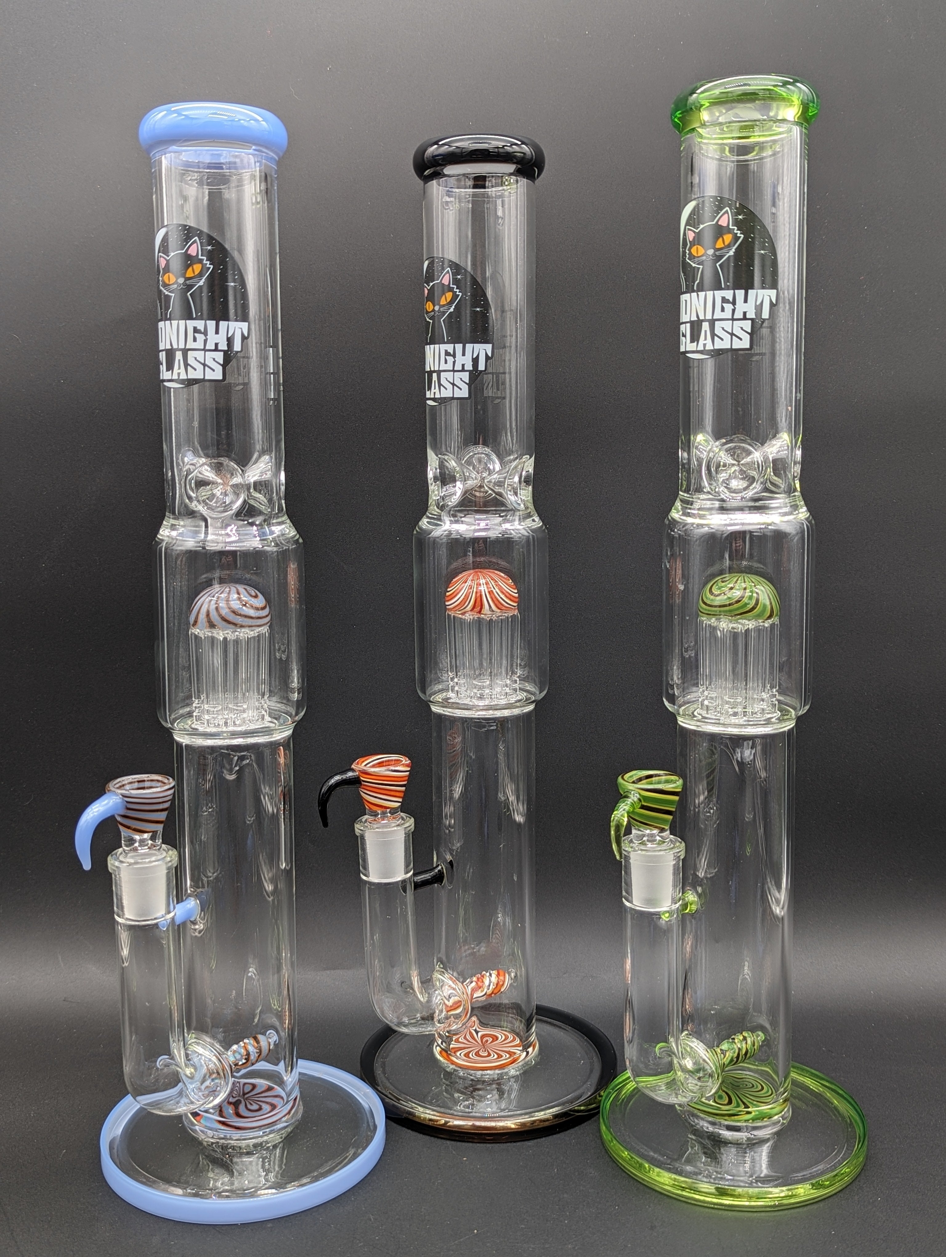 Midnight Glass 18" Worked Dual Perc Bong-Avernic Smoke Shop